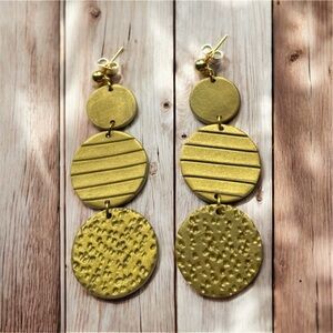 Dark Gold Round Dangling Earrings